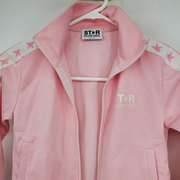 Golden Goose Star Kid's Pink Logo Printed Zip Up Long Sleeve Track Jacket 6 - Picture 8 of 12